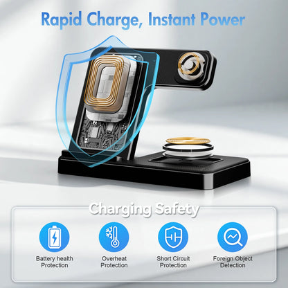 Charging Station,Wirelss Charger,Magnetic Charging Station Compatible with Iphone 17 16 15 14 13 12 11 Pro Max XS Xr,For Iwatch Series 9 8 7 6 5 4 3 2 Se,For Airpods 3 2 Pro